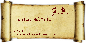 Fronius Mária névjegykártya